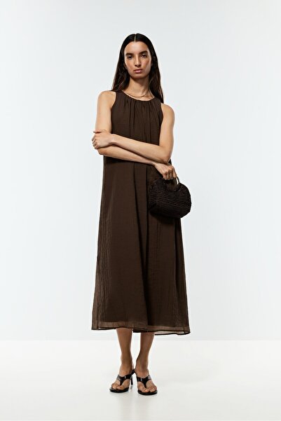 LEFTIES Halter yaka midi elbise