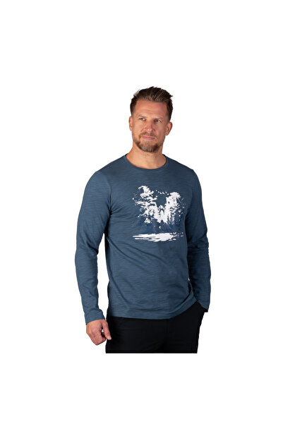 NORTHFINDER TR-5073OR tricou bărbătesc din bumbac organic slub DIOGEN, Albastru
