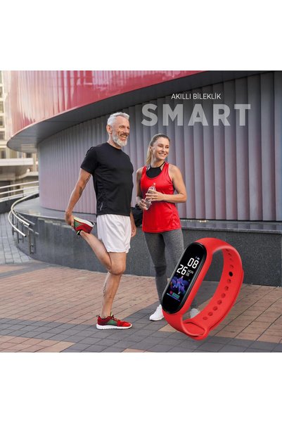 Polosmart PBS138 Akıllı Bileklik 5.1V Titreşimli Bluetooth Adım Sayar Kalp Atışı Uyku Takibi Kırmızı