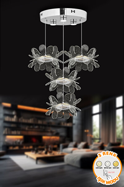 Capella Aydınlatma Modern Krom Kaplama 3 Renk Işık Özellikli Power Led Sarkıt...
