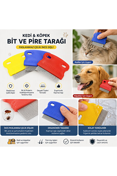akan marketing Kedi Köpek Bit ve Pire Tarağı Paslanmaz Çelik İnce Dişli Bakım...