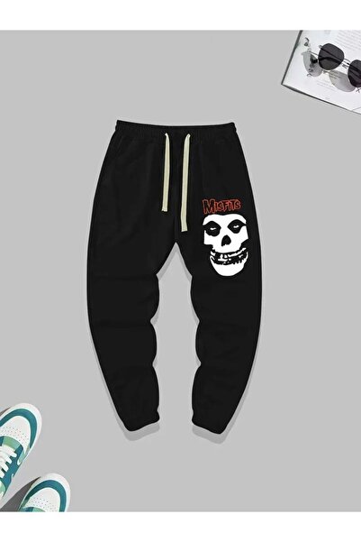 classy moda Unisex Skull Front Printed 2 Thread Combed Cotton Baggy Trousers