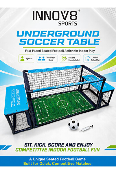 Innov8 Sports Underground Soccer Table Indoor Seated Football Game for Kids a...