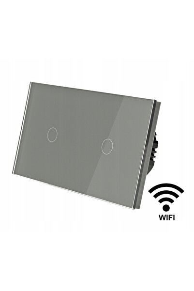 İNDUAL Întrerupător tactil din sticlă dublu (1+1) Wifi Fără N Tuya Gri