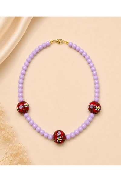 Elvia Atelier Desenli Murano Boncuk Kolye