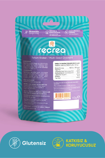 recrea snacks 1 Adet Glutensiz Tohum Kraker