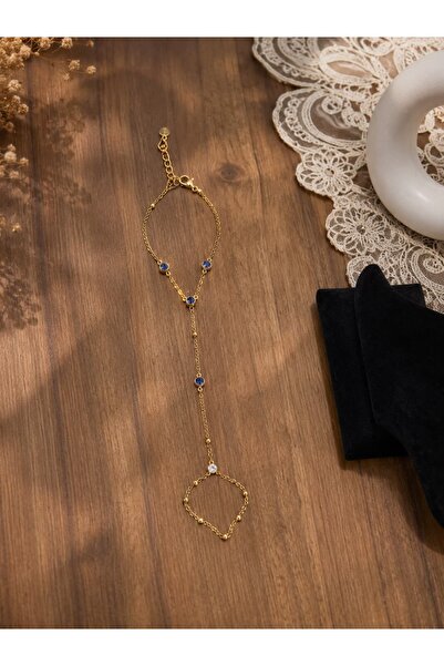 ENORİA ACCESSORİES Mavi Nazar Taşlı Altın Renk Şahmeran