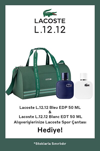 Lacoste L.12.12 Bleu 50 ml & L.12.12 Blanc EDT 50 ml & Erkek Seyahat Çantası