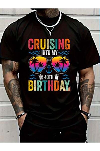 23ERVA تي شيرت مطبوع عليه عبارة "Cruising Into My 40th Family Cruise 40 Birth...