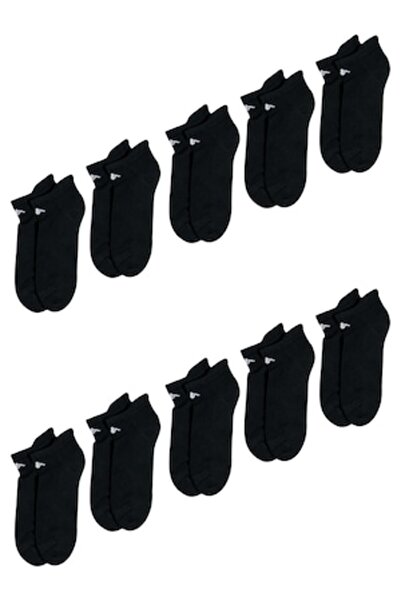 Kappa Set de 10 perechi de șosete scurte, pufoase, pentru bărbați, Negru, 39-42