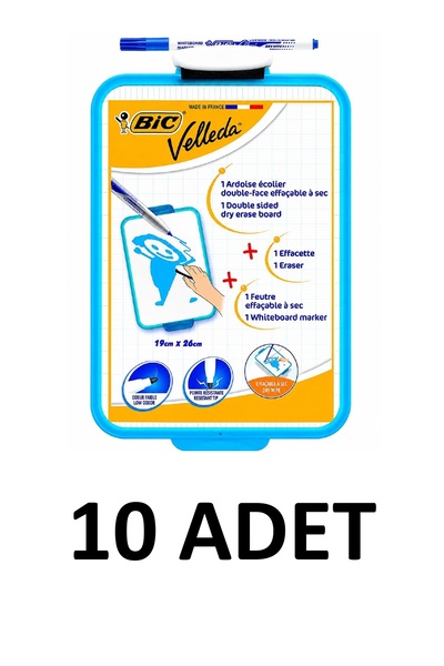 Bic 10 Adet Velleda Kalem Ve Silgi Yazı Tahtası 19x26cm
