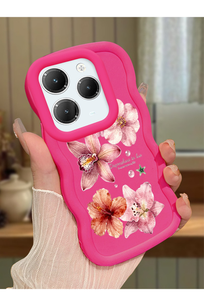 Hontinga Infinix Hot 40 Pro Compatible Case Camera Protector Red Silicone Cou...