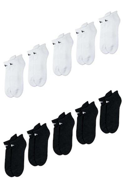 Kappa Set de 10 perechi de șosete scurte, pufoase, pentru bărbați, Alb/Negru,...