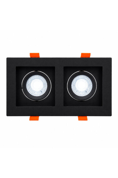 Mimarled ABS Kare Sıva Altı 7W GU10 LED Spot İkili Armatür Siyah Kasa Beyaz Işık