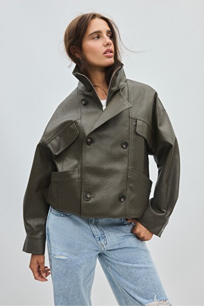 Stradivarius Oversize suni deri ceket