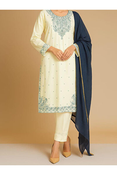 6TEEN White Embroidered Lawn Suit