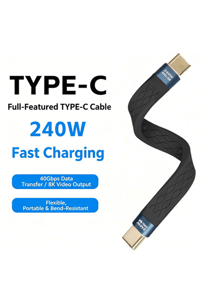 choice2 13cm black 240W PD3.1 USB4 Cable, 40Gbps High Speed Data Cord, 8K Vid...