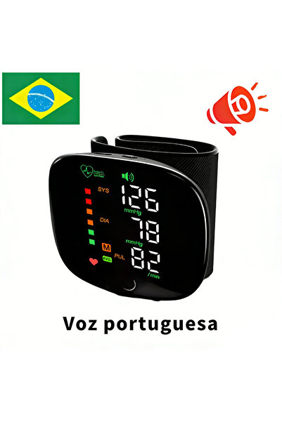 Choice Voice-Portuguese Wrist Type Blood Pressure Monitor Large Screen LED Fa...