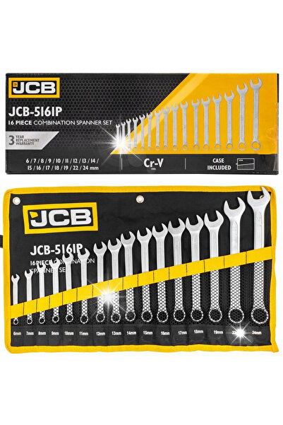 Jcb Set de chei fixe, 16 piese, oțel CrV, 6-24 mm