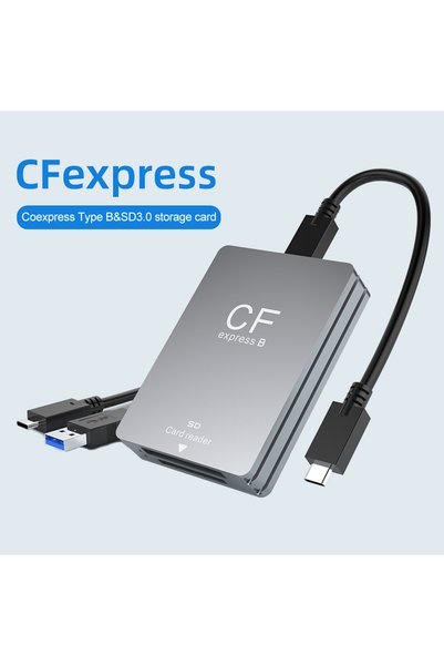 Choice3 قارئ بطاقات CFexpress من النوع A وB وقارئ بطاقات SD 2 في 1 مع كابل USB-C