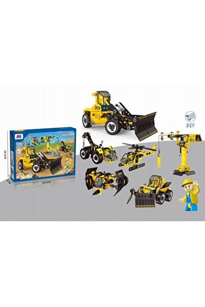 MalPlay Jucării de construcție creative tip blocuri, Macara cu împingător, El...