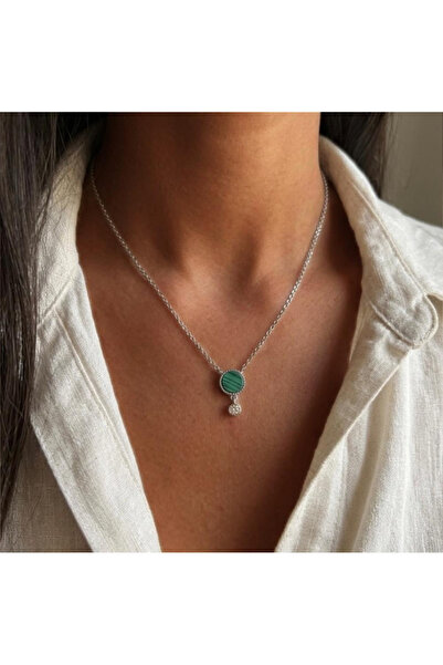 MONALITA Elegant Chain in Silver-Green Color (N394) . 925 Sterling Silver Gol...