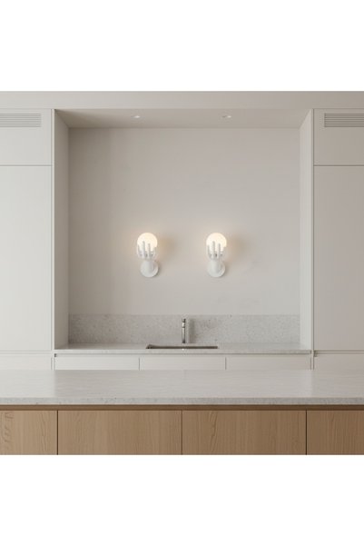 Alessandro DESIGN Aplica LED Decorativa MANO, 15x30cm, 1xE27, Sticla si Resina, Alb