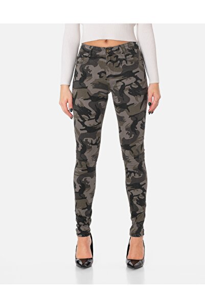 NO BRAND Pantaloni elastici de damă, tip tub, slim, din bumbac, camuflaj, car...