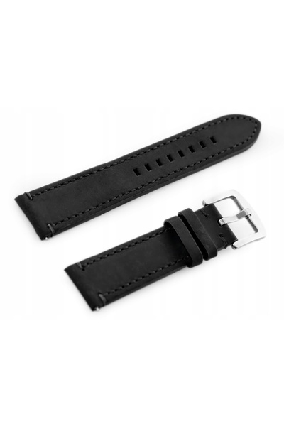 NO BRAND Curea din piele pentru w72 - negru/negru 22mm