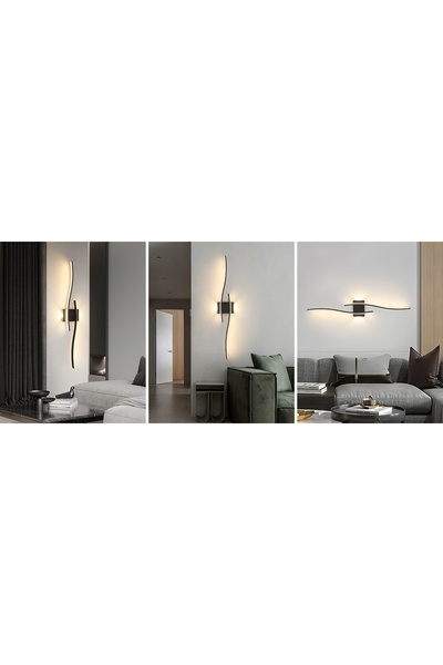 NO BRAND Aplică de perete LED neagră modernă pentru living și hol 3000K 27W