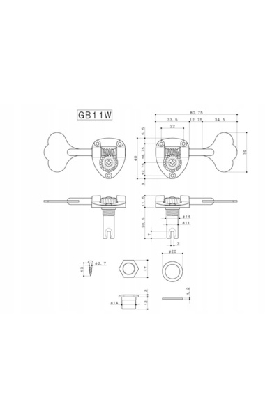 NO BRAND Cheie individuală pentru bas Gotoh Gb11W (Negru, Roșu)