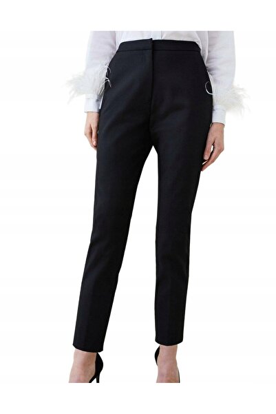 NO BRAND Pantaloni negri din material textil, cu buzunare netede, Karen Mille...