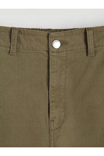 NO BRAND Pantaloni de bumbac verzi, cu talie elastică, buzunare, mărimea XS.