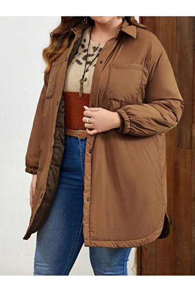NO BRAND Jachetă bronz cu mâneci lungi, cu capse și buzunare, Emery Rose 48