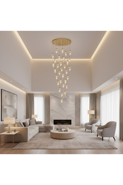 iTin AROHA LED Crystal Chandelier with Remote Control, Suspended, 30 Bulbs, 9...