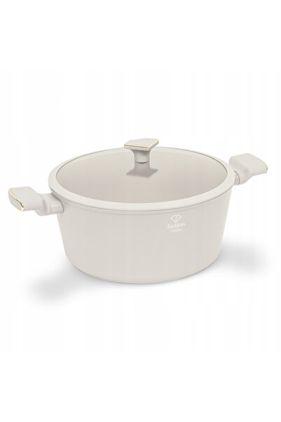 NO BRAND Oală cu capac 30 cm, Fashion Ftv-0071 Mată Crem-Auriu