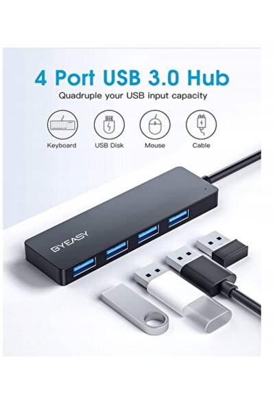 NO BRAND BYEASY Hub USB 3.0 4 în 1 Adaptor Splitter USB / USB-C