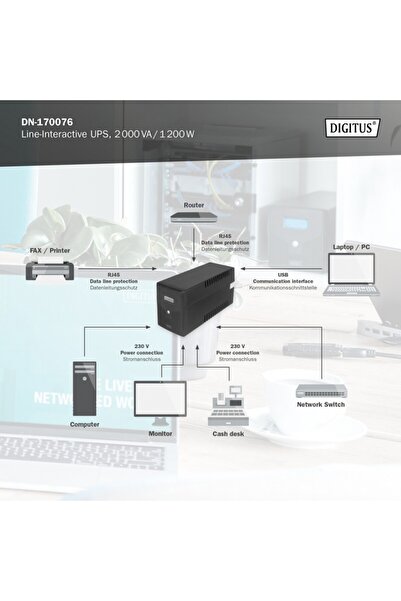 NO BRAND Sursă de alimentare neîntreruptibilă (UPS) Digitus Line-Ineractive LCD