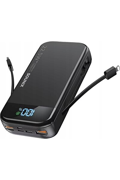 NO BRAND Powerbank 30000 mAh 22,5W QC PD 2x USB USB-C cu cablu USB-C încorporat