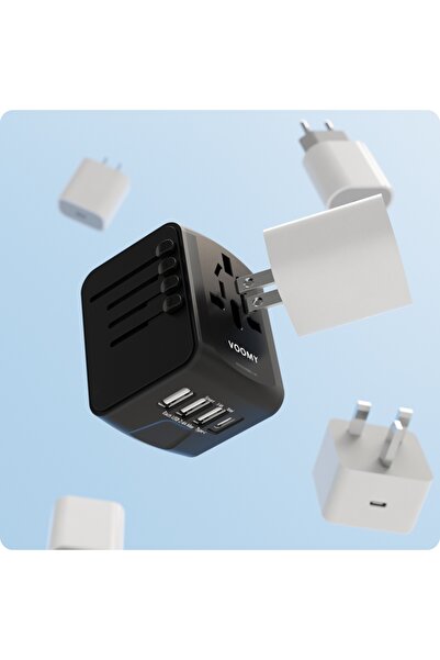 NO BRAND Voomy World Power Plug - Peste 170 de țări, 20W, 3 porturi USB-A și ...