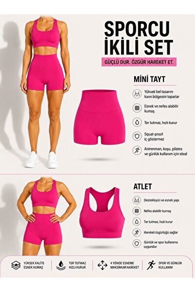 MRDN MODA Ženske mini leggins od likre sa visokim strukom - set od 2 komada s...