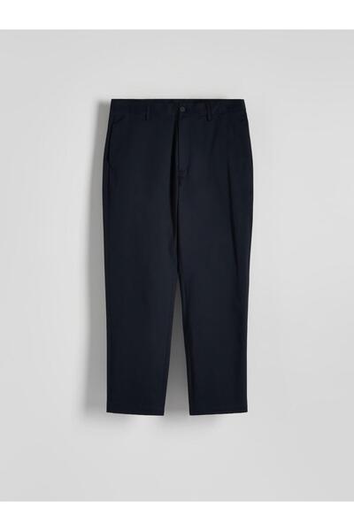 NO BRAND Pantaloni Chino Bleumarin Drept, Neted, 7/8, Bumbac, Mărimea 34