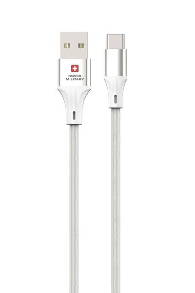 Swiss Military SM 60W USB-A To USB-C Cable - White; Premium Braided; 1 Meter