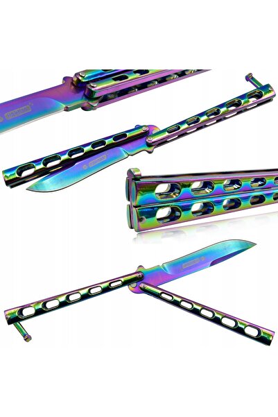 NO BRAND Kandar Nóż Motylkowy Balisong Butterfly Rainbow