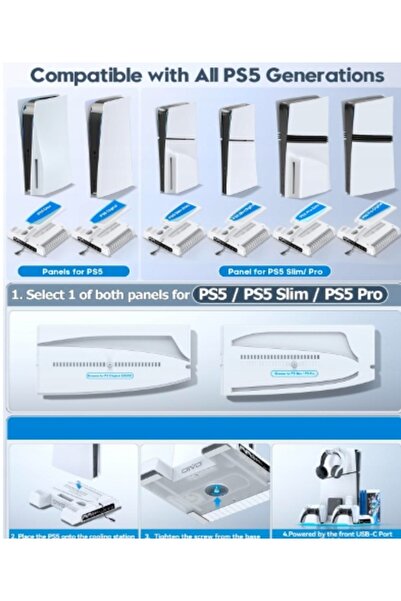 NO BRAND Suport pentru PS5 cu ventilator, stație de încărcare, organizator de...