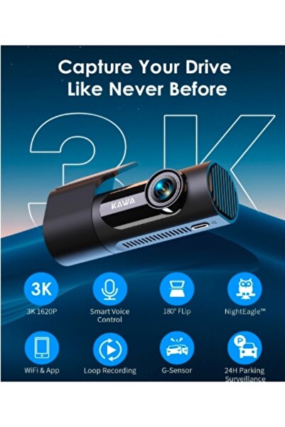 NO BRAND Cameră auto 3K 1620p cu Wi-Fi + card de 32GB