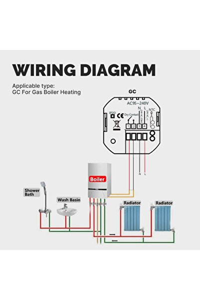 NO BRAND Termostat pentru încălzire cu gaz apei Gc 5A Zigbee Tuya Ac95~240V N...