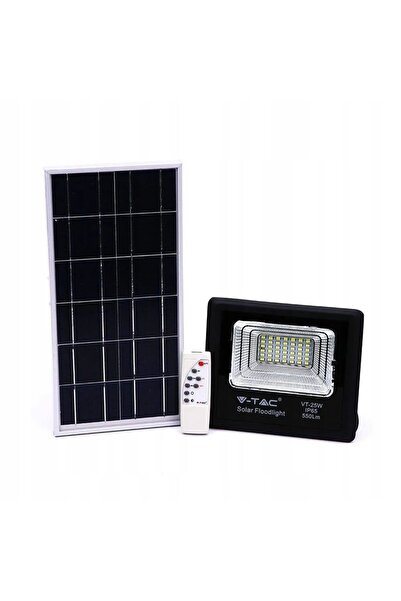 V-TAC Proiector Solar LED 12W Negru IP65, Telecomandă, Temporizator VT-25W 40...