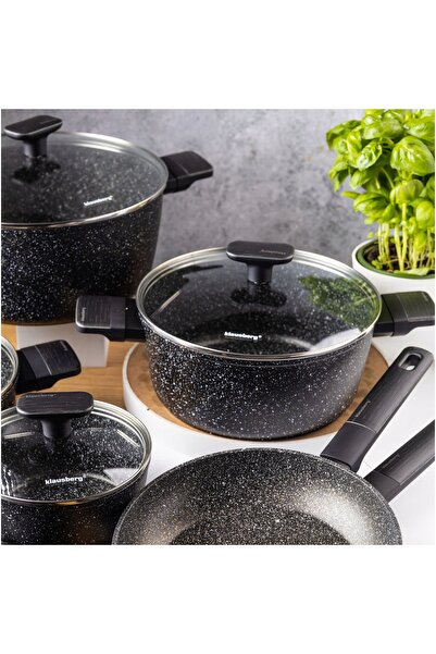 NO BRAND Set de oale Klausberg din aluminiu marmorat, 12 piese.