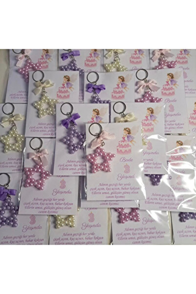 SEVİMLİ TASARİMLAR Gift Card Design - Grosgrain Ribbon Decoration - Star Keyc...